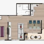 Planta 1 Dorm. 43m - Manacá Alto do Jardim