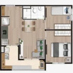 Planta 2 Dorm. 41m Ponta - Manacá Alto do Jardim