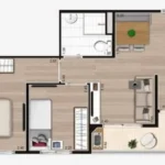 Planta 2 Dorm. 43m - Manacá Alto do Jardim