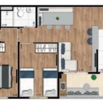 Planta 2 Dorm. 56m Ponta - Jacarandá Alto do Jardim