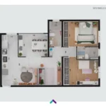 Planta Apartamento 2 Dormitórios 61m² - Upper Petrópolis