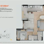 Planta Apartamento 2 Dormitórios 67m² - São Rafael