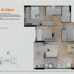 Planta Apartamento 3 Dormitórios 67m² - São Rafael