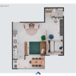 Planta Apartamento 48m² - Upper Petrópolis