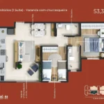Planta Apartamento 53m² - Haus Nova Petrópolis