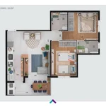 Planta Apartamento 58m² - Upper Petrópolis
