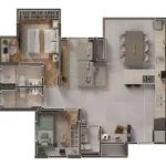 Planta Apartamento 74m² Op1 - Landscape
