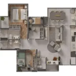 Planta Apartamento 74m² Op2 - Landscape