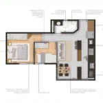 Planta Apartamento Final 2 e 3 Varanda Integrada - Vip Gales