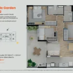Planta Apartamento Garden 3 Dormitórios 77m² - São Rafael