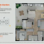 Planta Apartamento Graden 3 Dormitórios 82m² - São Rafael