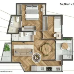 Planta Apartamento Tipo 54m² - New Way Campestre