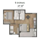 Planta 2 Dormitórios 47m² - Class Prime Vila Prudente