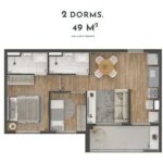 Planta 2 Dormitórios 49m² - Class Prime Vila Prudente