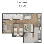 Planta 2 Dormitórios 56m² - Class Prime Vila Prudente