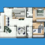 Planta Tipo 70m² - Sala Ampliada - Blume São Bernardo